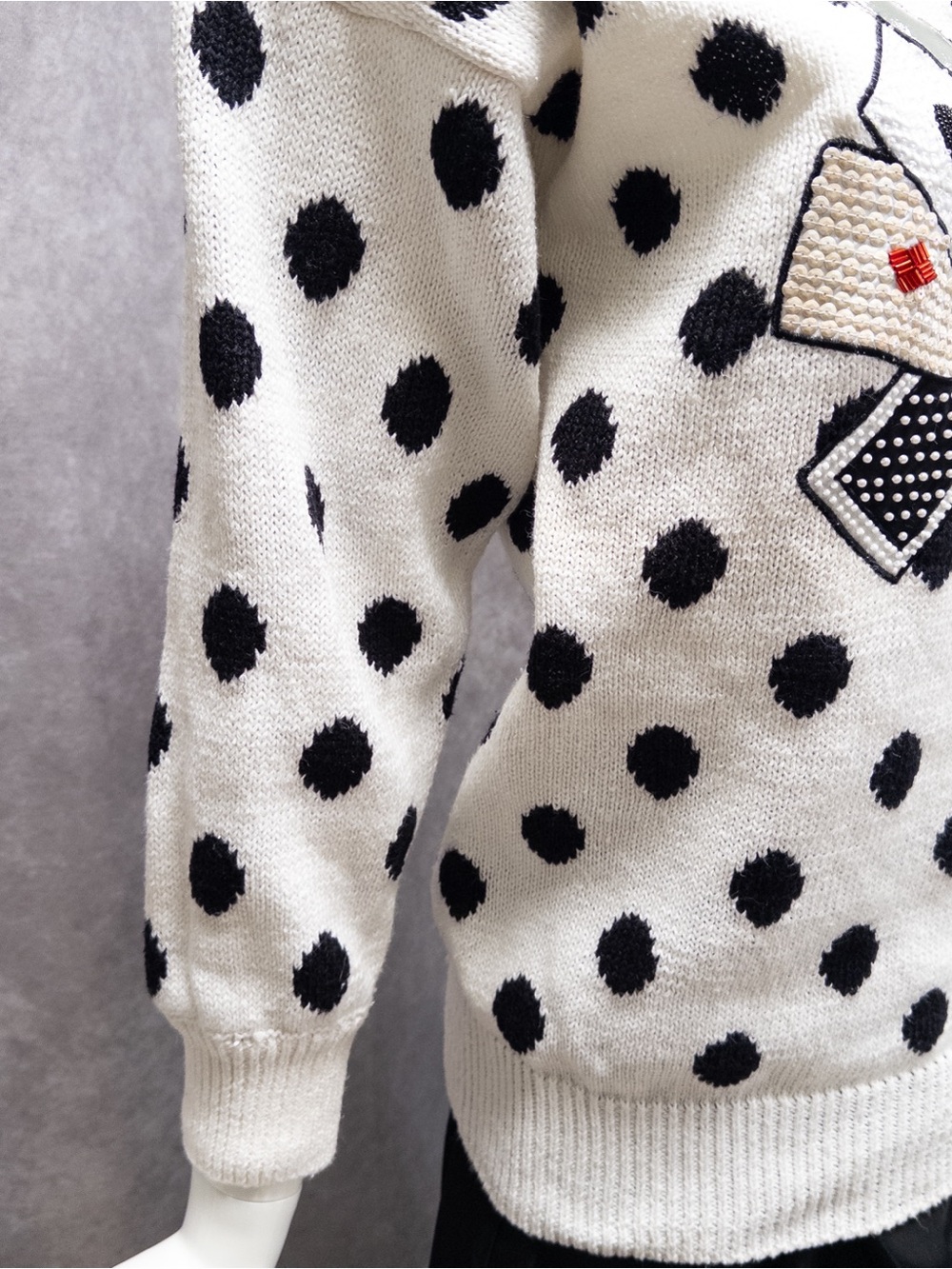Vintage Bonnie Boerer Magician Illusionist Sequin Embellished Polka Dot Sweater - Picture 6 of 12